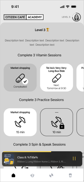 Subscriber homepage at Level 3, with a learning path and a Spotlight ribbon.